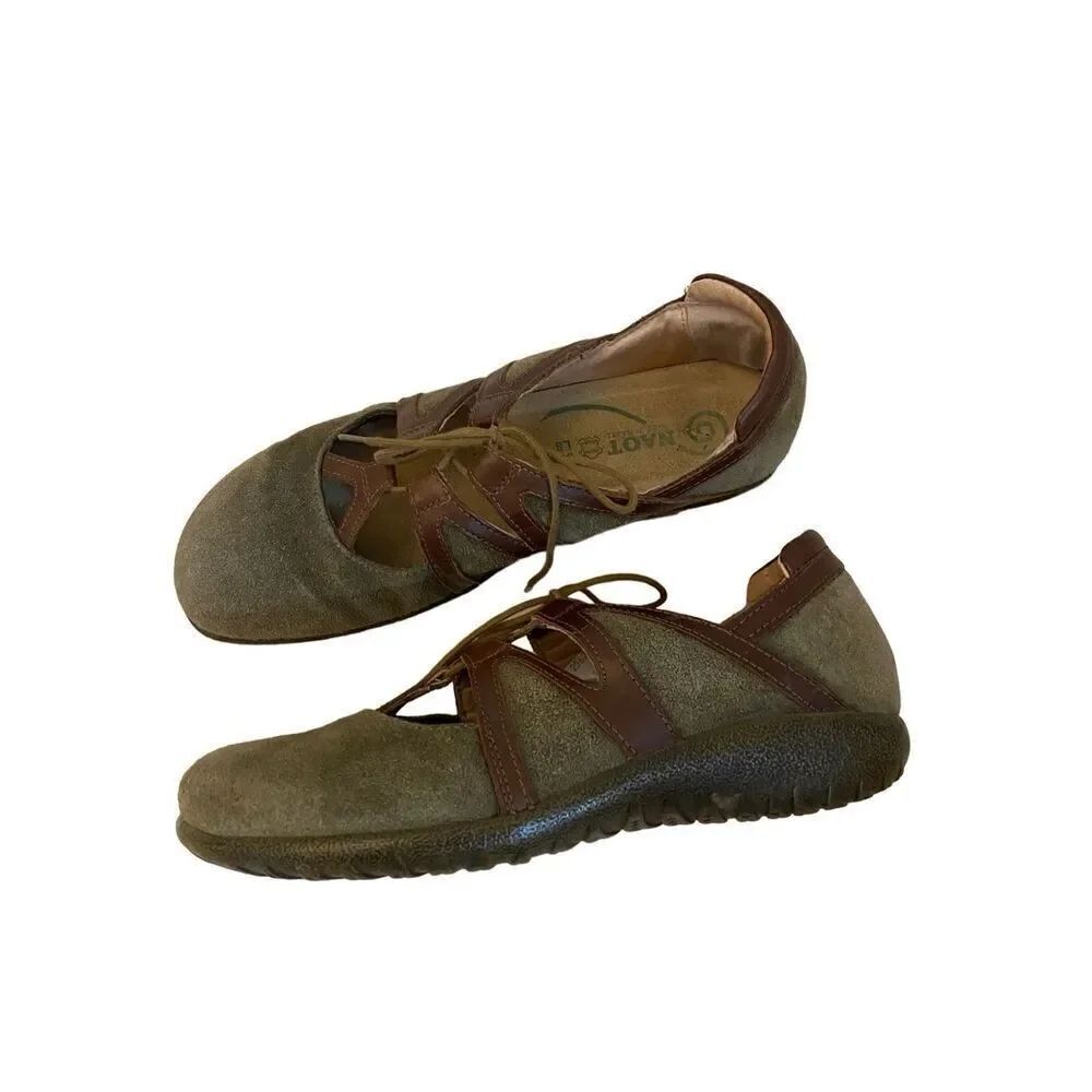 Naot Timu Lace Up Mary Jane Shoes Womens Size 39 Olive Green